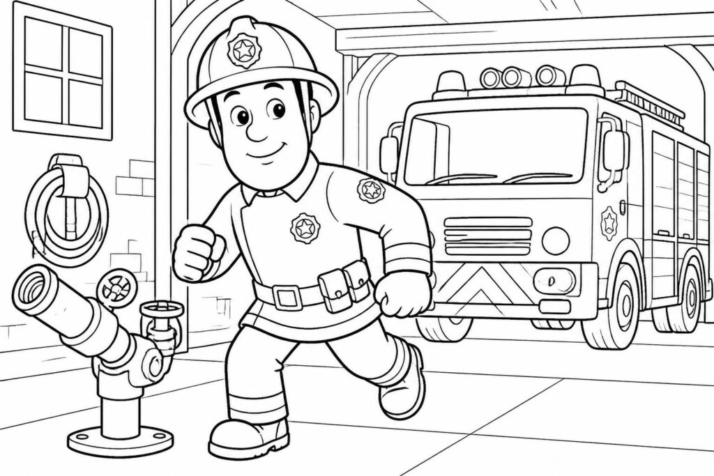 téléchargez et imprimez gratuitement des coloriages de pompier sam, parfaits pour les petits fans qui adorent les aventures et les pompiers.