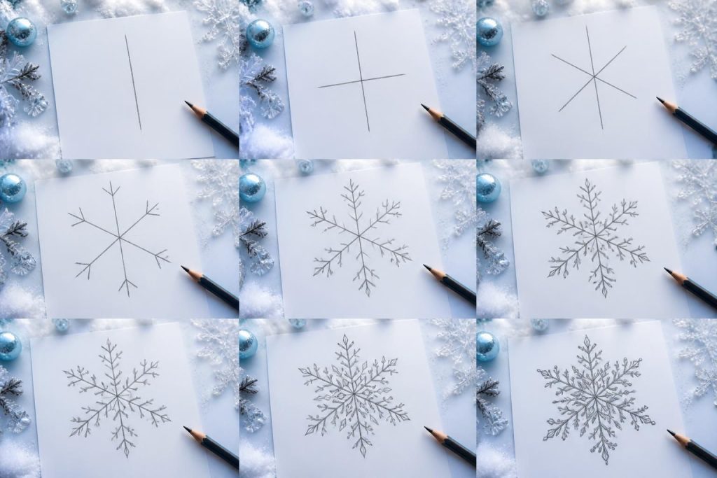 Comment dessiner des flocons de neige facile et étape par étape