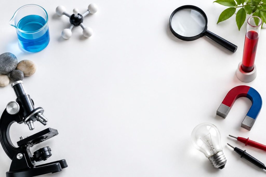 téléchargez une page de garde de physique-chimie simple à imprimer, idéale pour organiser les cahiers des élèves de 5ème et de 4ème.